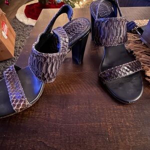 Stuart Weitzman Black Snakeskin Heels